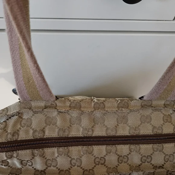 Gucci Tote Sherry Line Pink/Tan Webbing - Picture 8 of 10